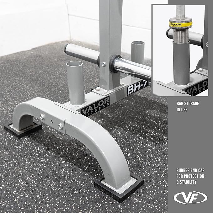 Valor Fitness Weight Plate Rack with Barbell Holders – Heavy-Duty Steel Storage Tree with 6 Pegs and 2 Vertical Bar Sleeves for Standard and Olympic Plates – 800 lb Capacity for Home & Garage Gyms