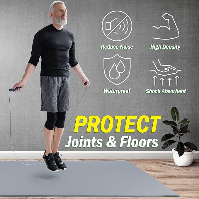 Large Yoga Mat - 6’x4’ Wide Exercise Mat - 8mm Thick Waterproof Non-Slip Workout Mat - Gym Flooring for Home Gym Studio Workouts, Pilates, Stretching and Meditation - Fitness Mat by Wakeman
