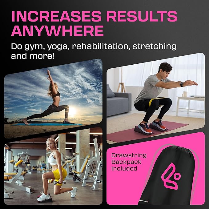 Squat Wedge Block Pair - Heel Elevated Squat Wedge for Deeper Squats, Heavy Lifting and Better Form - 17° Angle Exercise Wedges, Slant Board for Squats with Carry Backpack