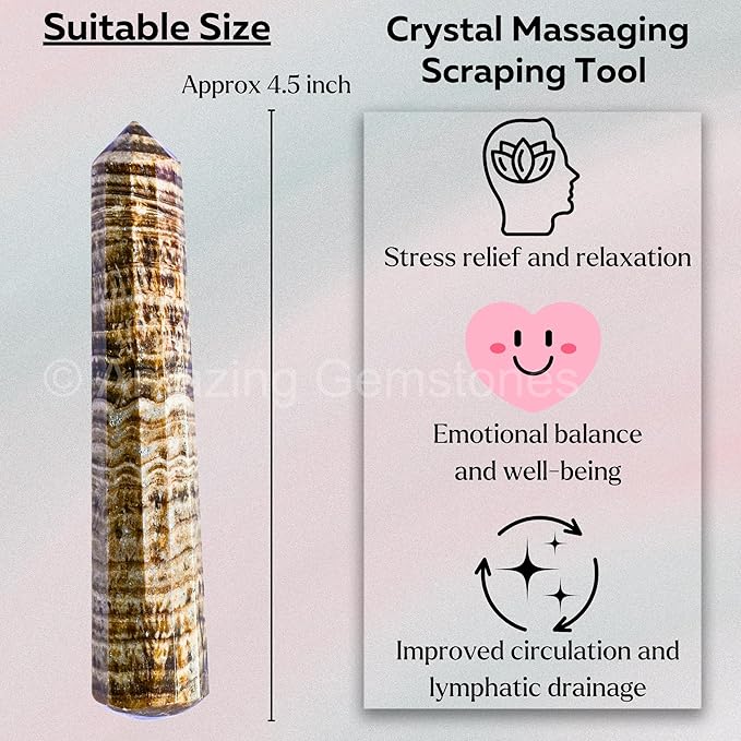 Amazing Gemstone Aragonite Crystal Wand Massage Stick - Pelvic Wand Gua Sha for Adults - Crystals and Healing Stones Massage Wands for Adults Gifts (Pointed)
