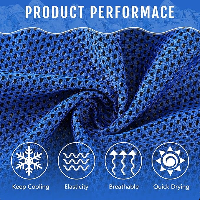 Hosuly 12 Pieces Cooling Towels for Hot Weather Soft Breathable Cold Towel Yoga Towels for Sweat, Sports, Workout, Fitness, Gym, Running, Travel Camping, 12 x 40 Inch (Dark Blue, Light Gray, Orange)