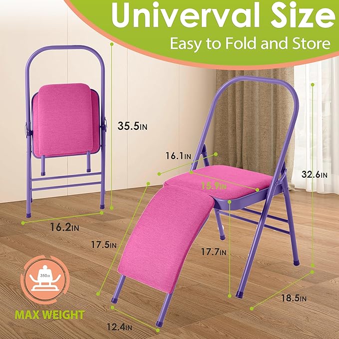 BODY RHYTHM Yoga Auxiliary Chair with Lumbar Back Support for Abs & Core, Balance Handstand, Flexibility and Strength Training and Back Pain Relieving.