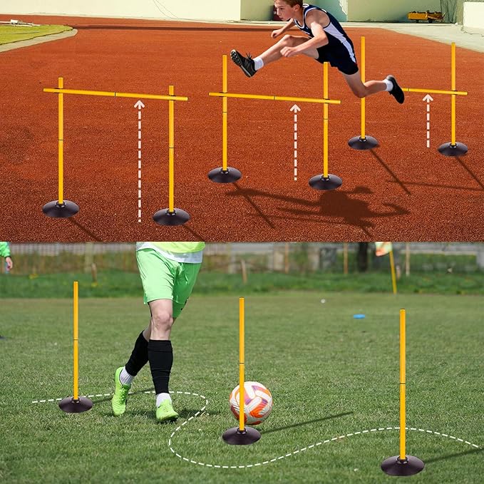 2.6FT Speed Agility Training Hurdles Set Adjustiable Height Jumping Hurdles Soccer Agility Poles for Beginner and Student