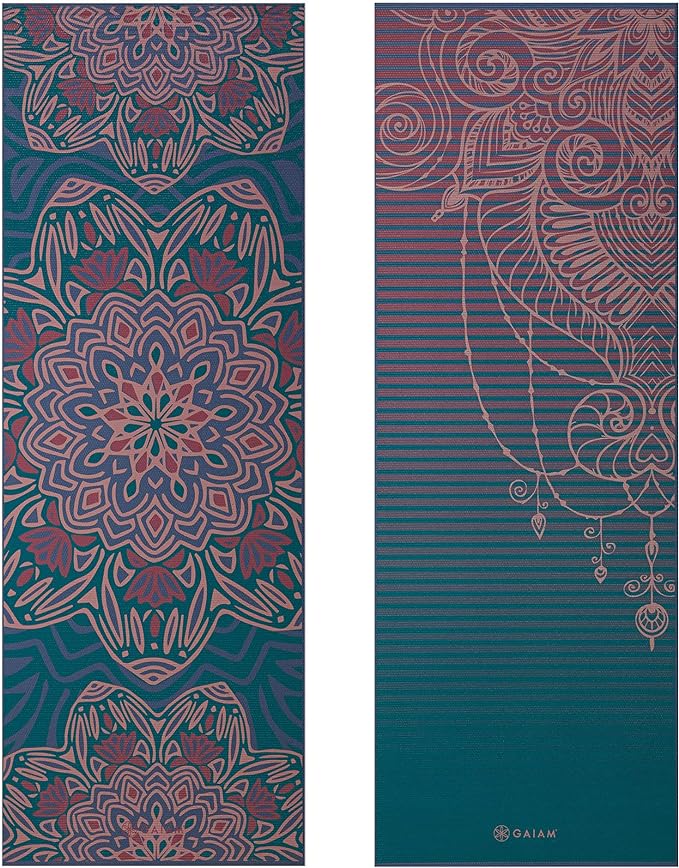 Gaiam Yoga Mat - Premium 6mm Print Reversible Extra Thick Non Slip Exercise & Fitness Mat for All Types of Yoga, Pilates & Floor Workouts (68" x 24" x 6mm Thick)