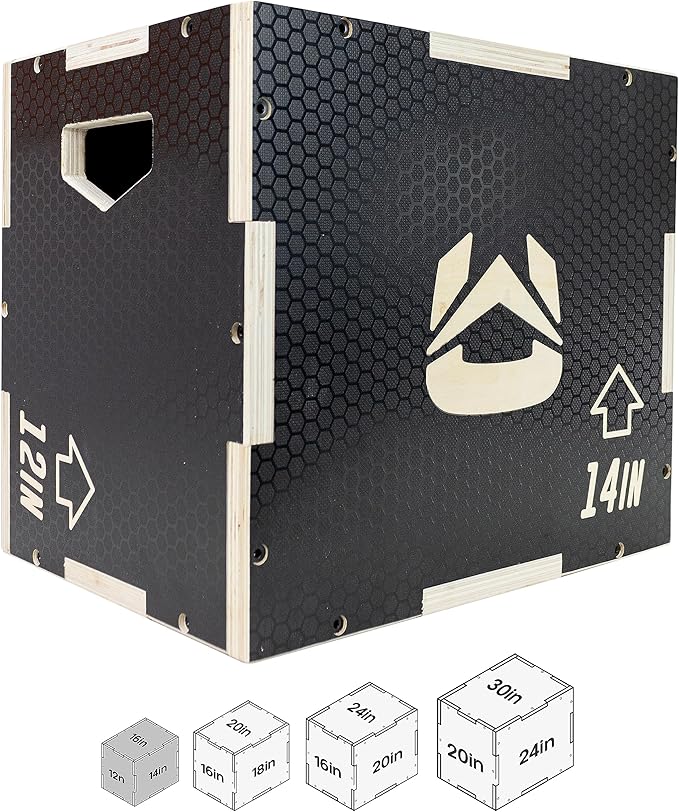 Wooden Plyo Box, 31 Plyometric Jump Training Squat, Step Up, Jumps & More Workout Size S, M, L, XL