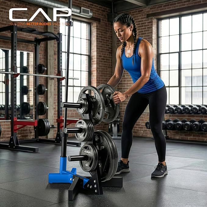 Cap Barbell Olympic Plate Tree Storage Rack, Multiple Colors