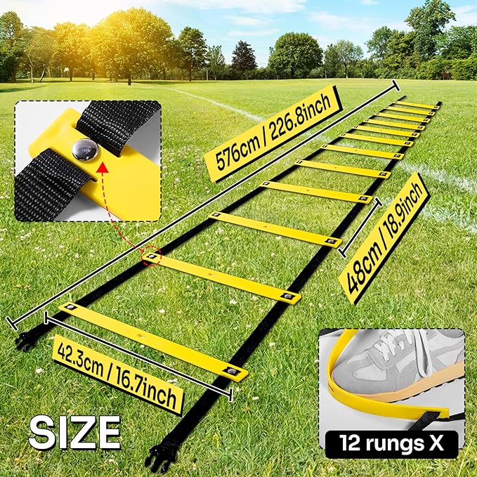 Dimples Excel Agility Ladder 12 Rung 20 FT Speed Training Ladder