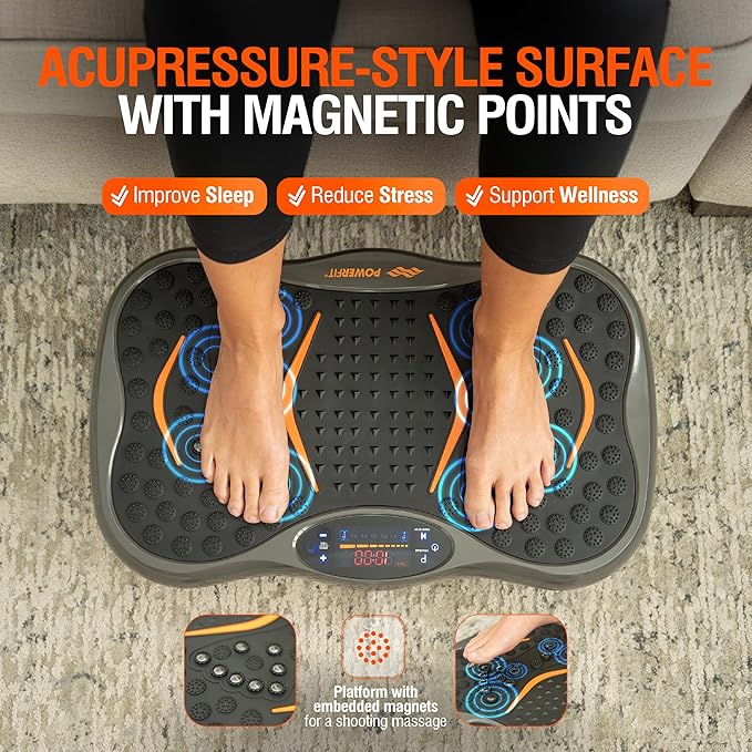 Powerfit Vibration Plate Exercise Machine - Waver Full Body Vibration Platform for Weight Loss & Lymphatic Drainage