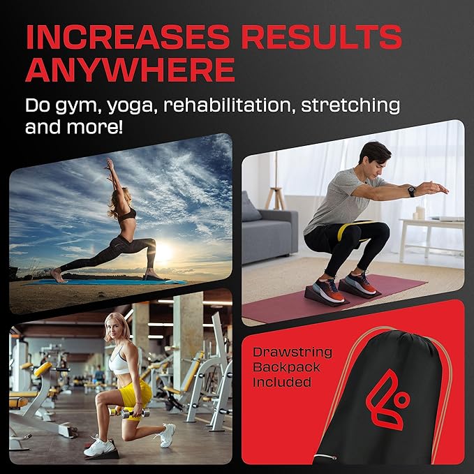 Squat Wedge Block Pair - Heel Elevated Squat Wedge for Deeper Squats, Heavy Lifting and Better Form - 17° Angle Exercise Wedges, Slant Board for Squats with Carry Backpack