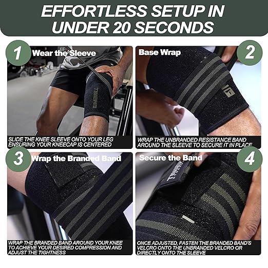 TAVIEW Knee Sleeve & Knee Wrap 2-in-1,5mm Neoprene with Adjustable Integrated Wrap for Custom Compression Over 7mm Compression, Knee Support Brace for Weightlifting, Squats & Gym