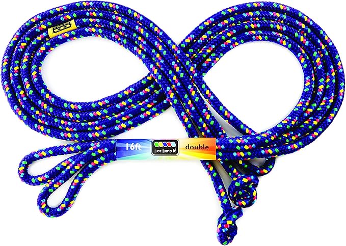 Just Jump It 16' Foot Single Jump Rope for Kids Women and Men - Active Outdoor Youth Fitness Excersing Equipment - Double Dutch Length Gym Accessories
