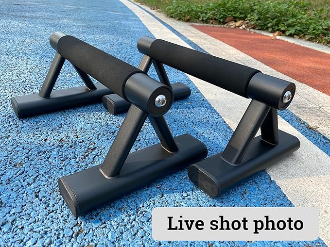 SELEWARE Wood push up bars Parallettes bars Anti-slip Handstand Bars for Calisthenics, Fitness, Floor workouts Solid Wood with Sturdy Metal Bracket, Support 600 lbs