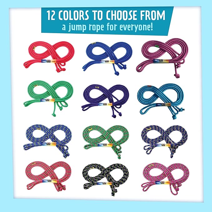 Just Jump It 16' Foot Single Jump Rope for Kids Women and Men - Active Outdoor Youth Fitness Excersing Equipment - Double Dutch Length Gym Accessories