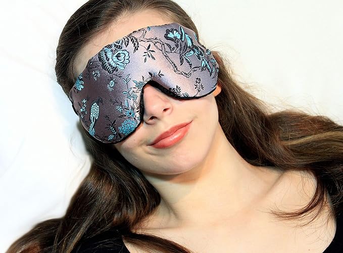 Handmade Weighted Sleep Eye Mask Yoga Pillow - Flax Seed Fill - Unscented - Birds in Paradise - TEMF-BP