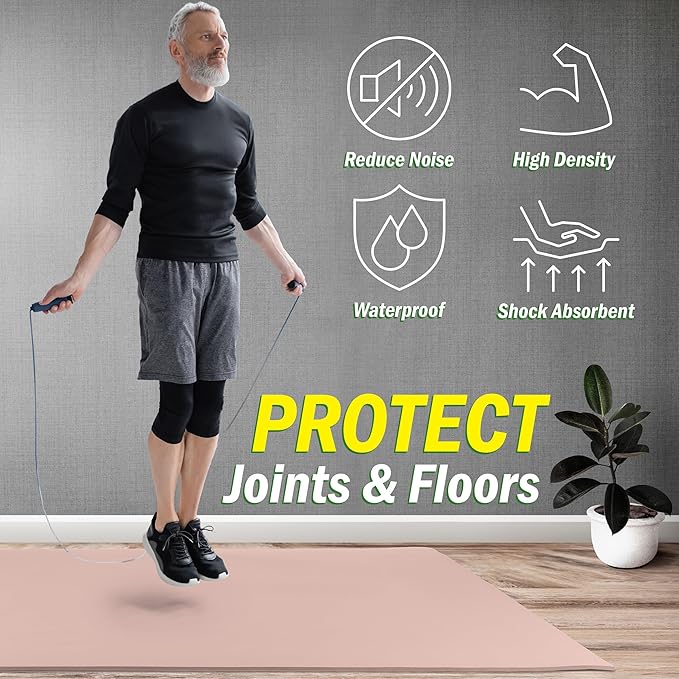 Large Yoga Mat - 6’x4’ Wide Exercise Mat - 8mm Thick Waterproof Non-Slip Workout Mat - Gym Flooring for Home Gym Studio Workouts, Pilates, Stretching and Meditation - Fitness Mat by Wakeman