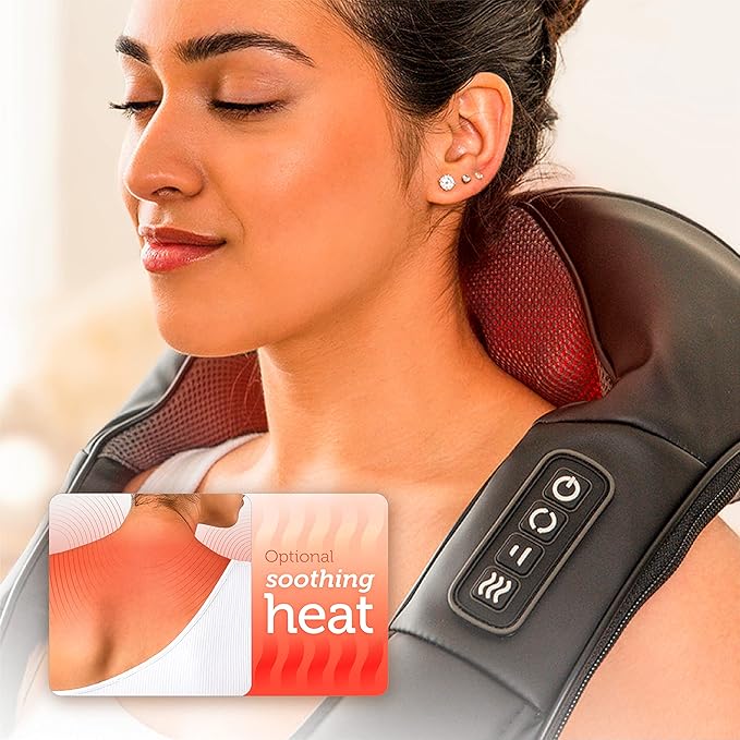 COMFIER Shiatsu Neck and Shoulder Massager,2025 Christmas Gifts for Mom Dad,White Elephant Gifts for Adults,Deep Kneading Massage Pillow with Heat, Back Massager, Pillow Massage, Black