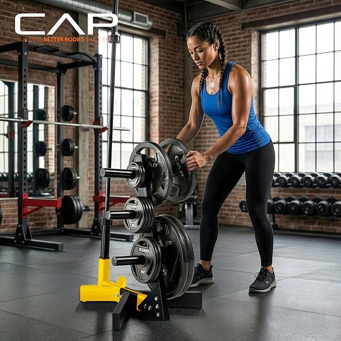 Cap Barbell Olympic Plate Tree Storage Rack, Multiple Colors