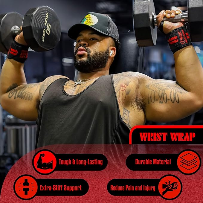 Beast Power Gear Stiff Wrist Wraps for Weightlifting 18” 24” 30” Premium Quality Wrist Support for Heavy Bench Press Powerlifting, Strength Training for Strong Men and Women