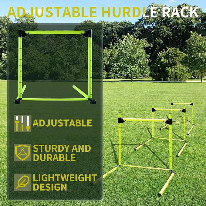 Hurdles Adjustable with Scale Detachable Agility Training Equipment for Athletic Jumping Speed Drills Track Soccer Football Indoor Outdoor