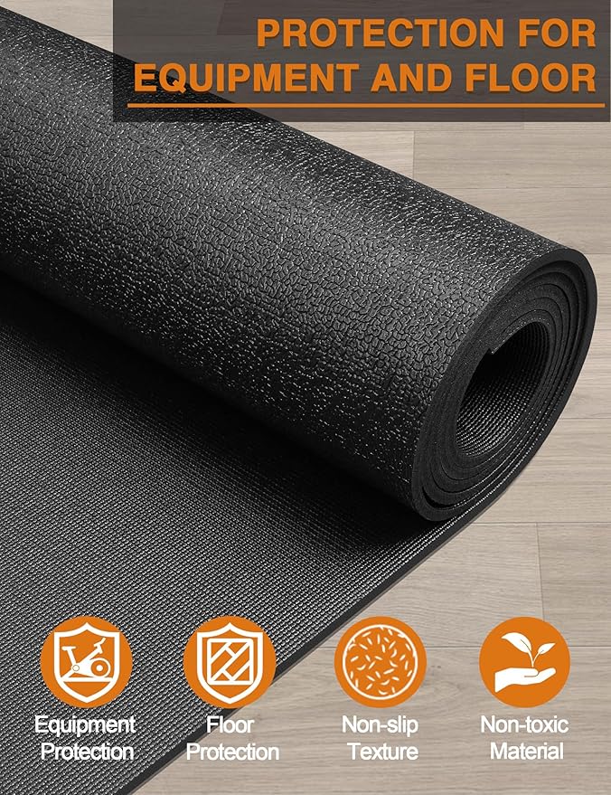 Treadmill Mat 96"x36", WERCHO Walking Pad Mat for Carpet Hardwood Floors 6mm Heavy-Duty Exercise Equipment Mat for Rowing Machine, Treadmil Pad, Spin Bike, Elliptical Trainer, Home, Gym