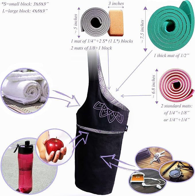 Yoga Mat Bag – Versatile Yoga Bag with Mat Straps & Storage Pockets, Holds Yoga & Pilates Mats, Lightweight & Durable