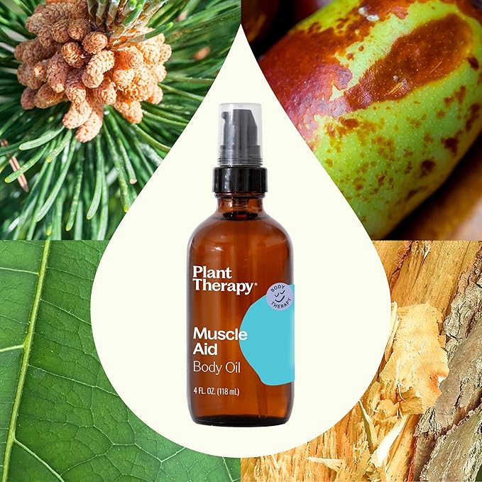 Plant Therapy Muscle Aid Body Oil 4 oz Soothes Muscles, Refreshing & Minty, Filled with Vitamins, Minerals & Unsaturated Fatty Acids
