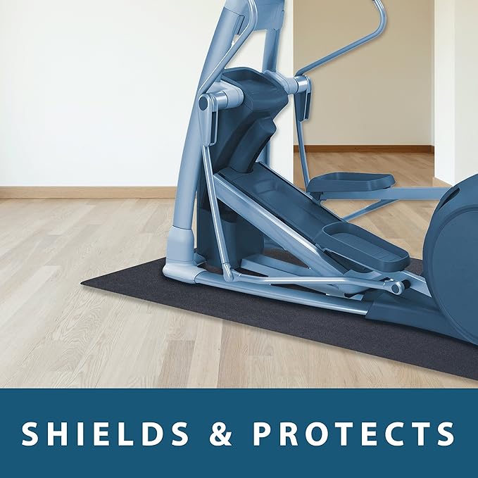 MotionTex Exercise Equipment Mat for Under Treadmill, Stationary Bike, Rowing Machine, Elliptical, Fitness Equipment, Home Gym Floor Protection, 30" x 78", Black