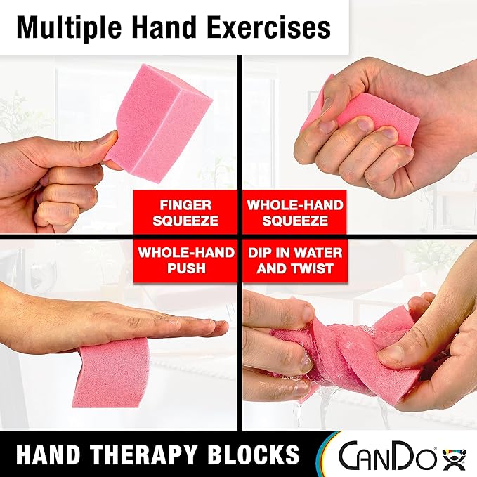 CanDo Hand Therapy Blocks - Extra-Soft Through Firm), Pack of 12 - Grip Strengthening Foam Hand Exercise Tools for Physical Therapy, Arthritis, Carpal Tunnel, Stress Relief, Anxiety
