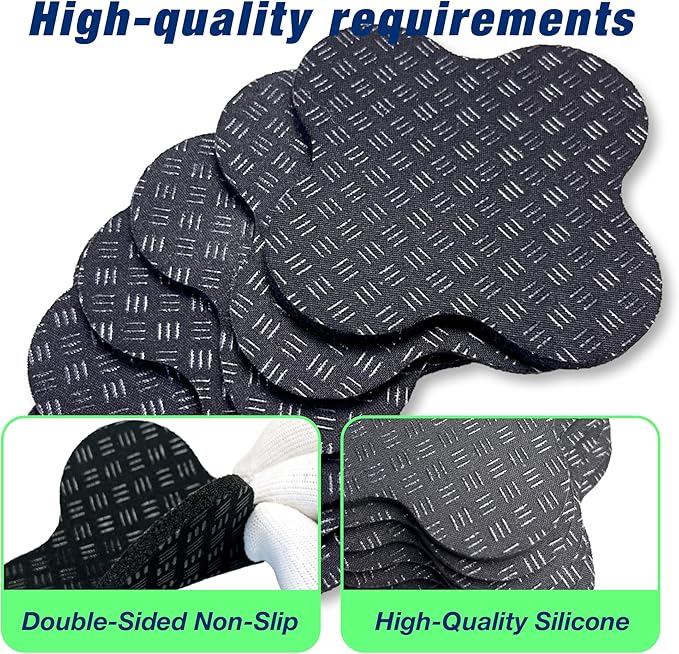 6 Pack Treadmill Pads - Anti-Slip & Anti-Vibration Exercise Equipment Mats - Floor Protectors for Hardwood & Carpet, Noise Reducing Stabilizer Feet for Bike, Elliptical, Rower (Quatrefoil, 4"x4"x0.2")
