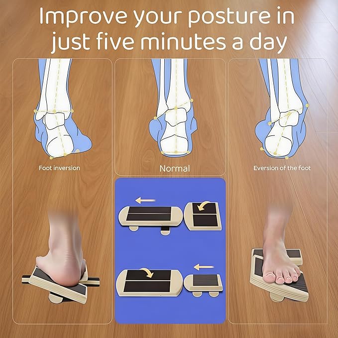 Ankle Balance Board for Foot Strengthener Stretcher, Stability Exercises, Plantar Fasciitis Relief Sprained Exerciser Non-slip Leg Balance Trainer for Ankle Rehab, Foot Arch Pads Wood Wobble Board