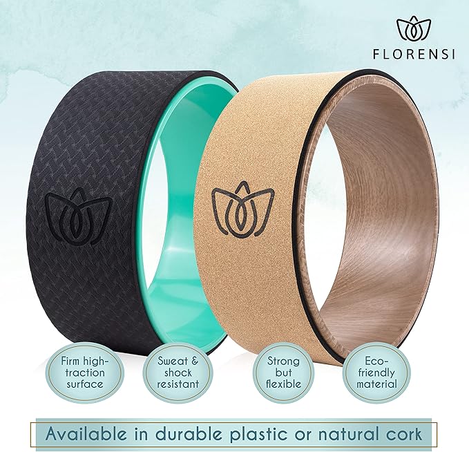 Florensi Yoga Wheel (3-Pack) - Back Stretcher and Back Roller for Back Pain, Yoga Roller for Muscle Relaxation, Pain Relief, Cracking and Popping