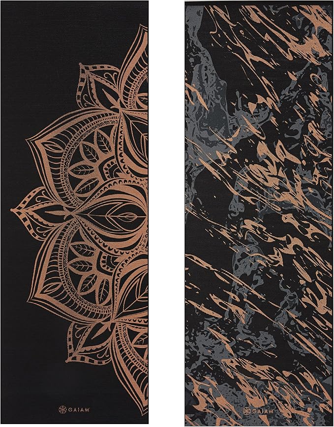 Gaiam Yoga Mat - Premium 6mm Print Reversible Extra Thick Non Slip Exercise & Fitness Mat for All Types of Yoga, Pilates & Floor Workouts (68" x 24" x 6mm Thick)