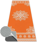 Yoga Towel,Absorbent Yoga Mat Towel for Hot Yoga Non Slip,Stylish Prints,Ideal for Workouts,Hot Yoga,Bikram,Pilates Equipment,72 x 27 in,Orange Mandala