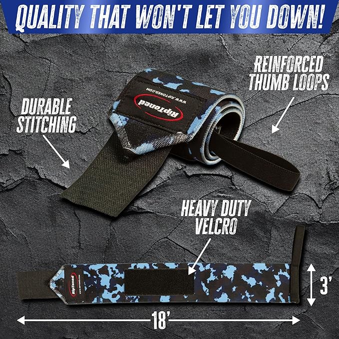 Rip Toned Wrist Wraps for Weightlifting – USPA & USAPL Approved 18" Wrist Straps for Powerlifting – Adjustable, Durable Gym Wraps with Thumb Loop – Quality Support for Men & Women