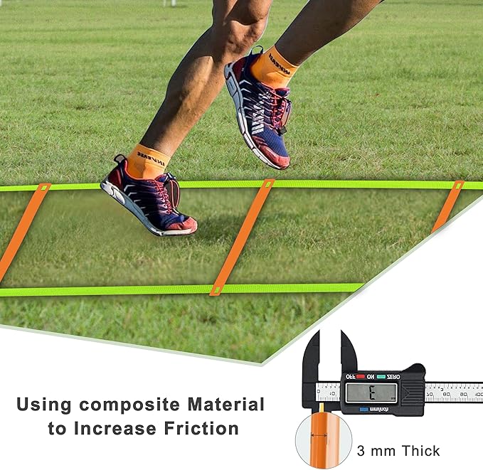20ft Adjustable Agility Speed Ladder Training Ladder with Carry Bag - Soccer, Speed, Football Fitness Feet Training - Agility Training Equipment for Footwork Drills