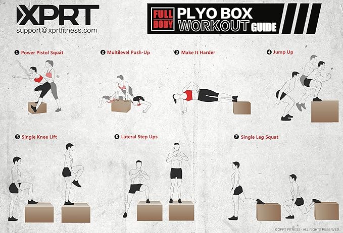 XPRT Fitness 3-in-1 Wooden Plyo Box for CrossFit Jump Training, Plyometric Exercise Box with Multiple Heights, Heavy-Duty Jump Box for Home Gym