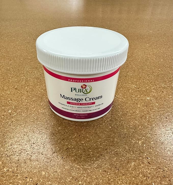 Vitamin Therapy 4 Fl oz Massage Cream, Vitamin E, Professional, Massage Therapy, Deep Tissue, Unscented, Hypoallergenic, Natural Ingredients, Skin Hydrating, Moisturizing, Muscle Relief