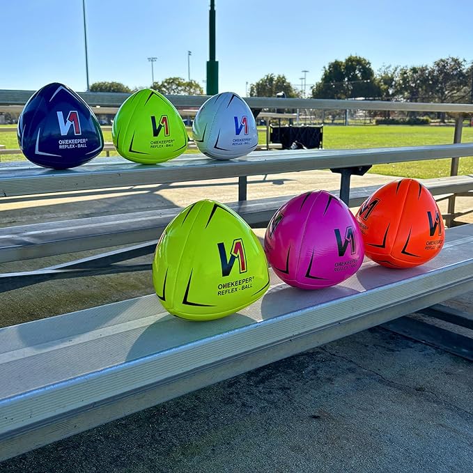 ONEKEEPER Soccer Reflex & Reaction Ball - White, Orange, Blue, Pink, and Fluo Yellow, Agility and Coordination Training for Kids and Juniors (Pump Not Included)