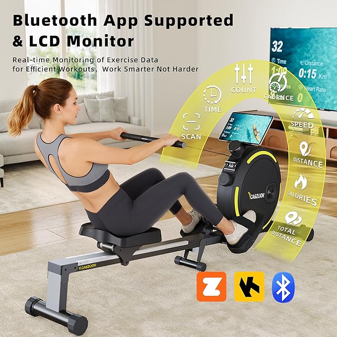 Rowing Machines for Home，Magnetic Rowing Machine，Max 265lbs Weight Capacity, Quiet Rower with Tablet Holder，16 Levels of Resistance