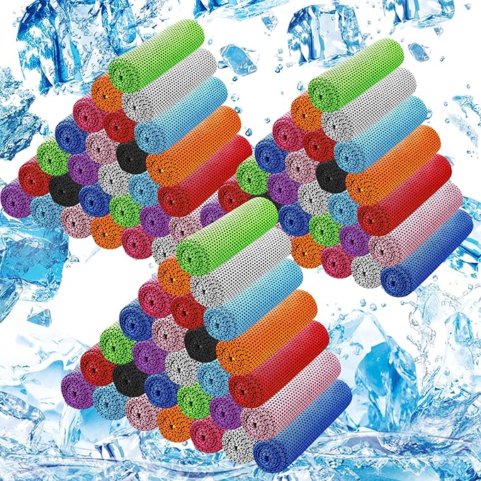 90Pack Cooling Towels for Neck and Face (40"x12"), Ice Microfiber Cooling Towels Bulk for Workout Cooling Neck Wraps Sweat Towels for Gym Yoga Golf Running Sport
