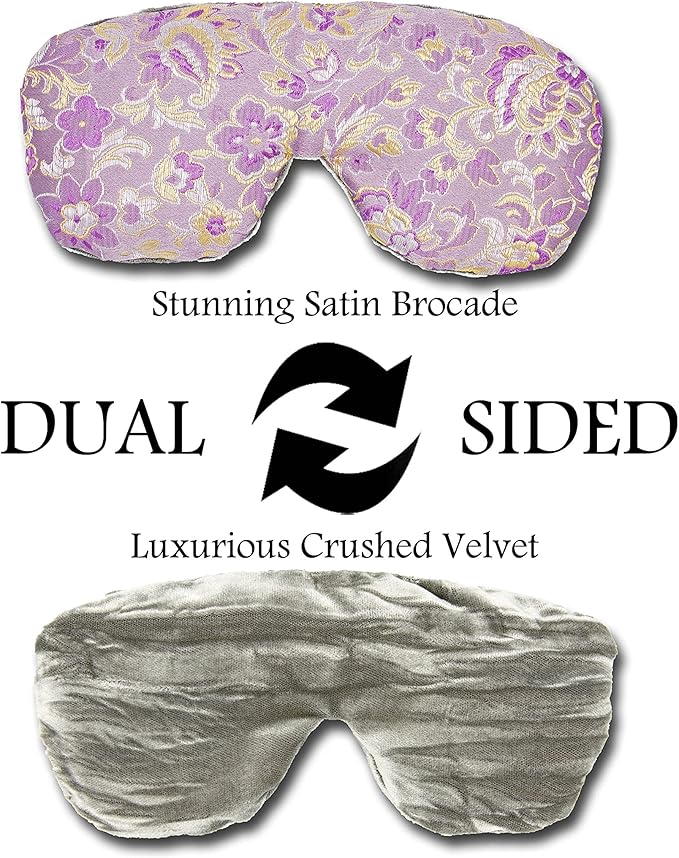 Opulence Weighted Yoga Eye Mask – Handmade Relaxation Pillow for Meditation & Savasana – Lavender Scented or Unscented, Flaxseed Filled, Satin & Velvet with Adjustable Strap
