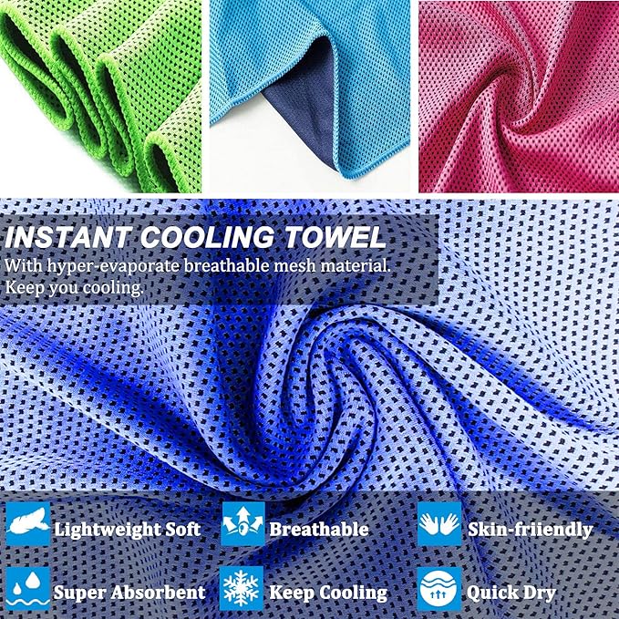 YQXCC Cooling Towels | 8 Pack 47"x12" | Ice Cool for Neck | Microfiber Soft Breathable Chilly | for Yoga, Sports, Golf, Gym, Camping, Running, Fitness, Workout & More Activities
