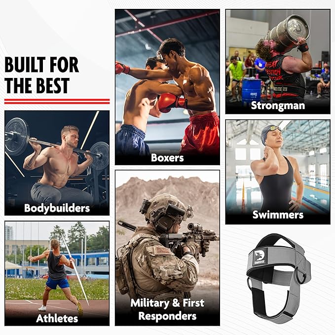 DMoose Fitness Neck Harness for Weight Lifting - Soft Padded Head & Chin Strap with 30" Heavy Duty Steel Chain - Neck Exerciser, Trainer & Strengthener to Support Injury Recovery and Intense Workouts
