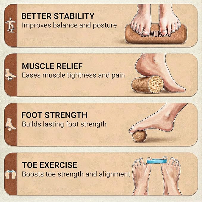 Cork Balance Board - Premium Cork Stability Balance Trainer | Foot & Ankle Strengthener to Improve Mobility, Prevent Falls | Home Gym Fitness Equipment | Mobility Trainer for Adults