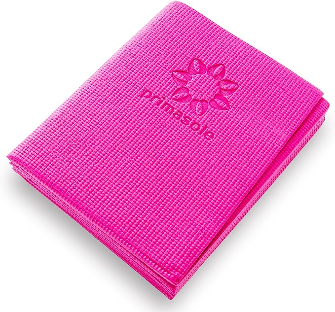 Primasole Folding Yoga Travel Pilates Mat Foldable Easy to Carry to Class Beach Park Tear resistant Travel Picnics 4mm Thick 9 Colors