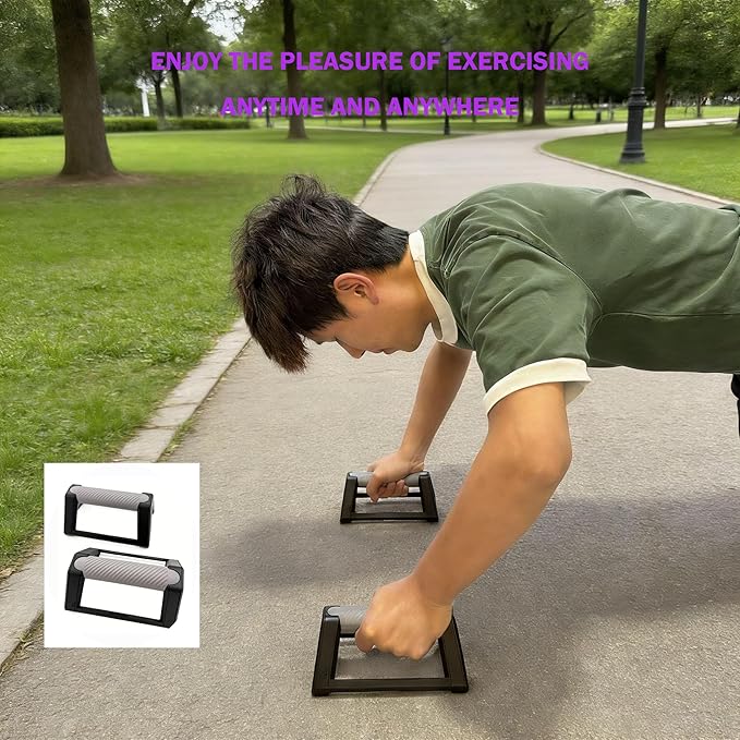Triangular Push Up Bars with Non-Slip Base & Wrist Support – Stable Push Up Stands for Home Gym, Chest and Arm Workout Equipment for Men and Women (1 Pair)