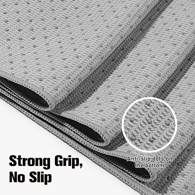 MoKo Hot Yoga Towel, Non-Slip Yoga Mat Towel with Grip Dots, 74.4"×27.3" Yoga Mat Cover for Pilates, Fitness, Meditation, Swimming Pool, Beach, Travel Yoga Mat with Corner Pockets