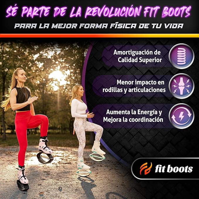 FIT BOOTS for Women Exercise - Premium Moon Shoes for Jumping, Kangaroo Shoes for Training, Cardio & Fun, Joint-Friendly, Rebounder Jumps Boots for Adults & Kids, Bouncy Workout (Women-Pink)