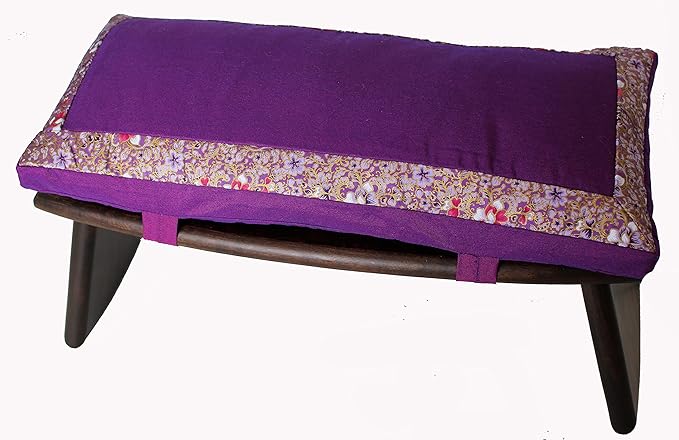 Meditation Bench & Cushion Set - Folding Seiza - Indochine Border Purple