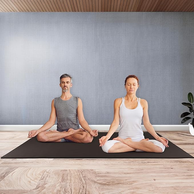 Large Yoga Mat - 6’x4’ Wide Exercise Mat - 8mm Thick Waterproof Non-Slip Workout Mat - Gym Flooring for Home Gym Studio Workouts, Pilates, Stretching and Meditation - Fitness Mat by Wakeman